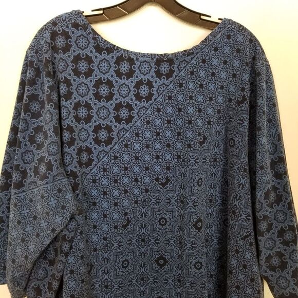Catherine's Women Plus Floral Blouse Top Sz 3X Blue Pullover Boho - Picture 5 of 8